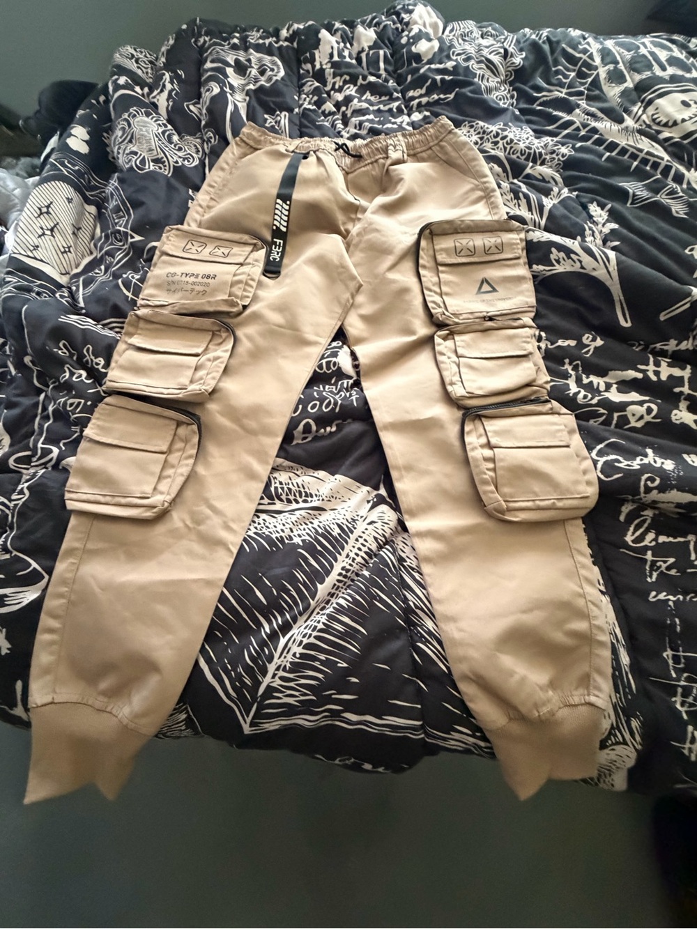 Tan Multi-Pocket Cargo Jogger Pants - Utility Style